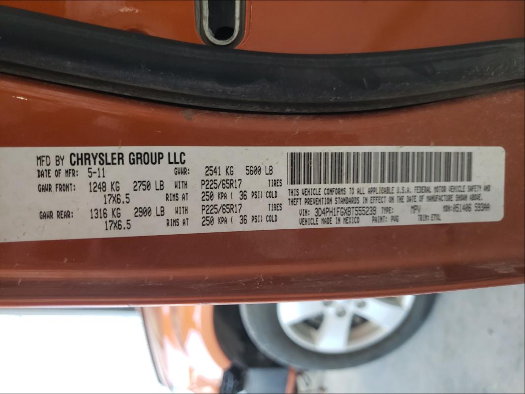 2011 DODGE JOURNEY MA 3D4PH1FGXBT555239