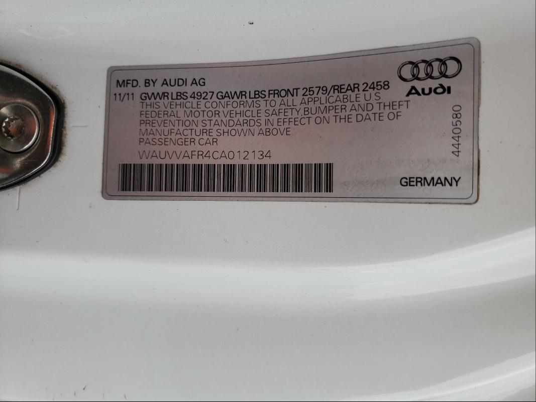 2012 AUDI S5 PRESTIG WAUVVAFR4CA012134