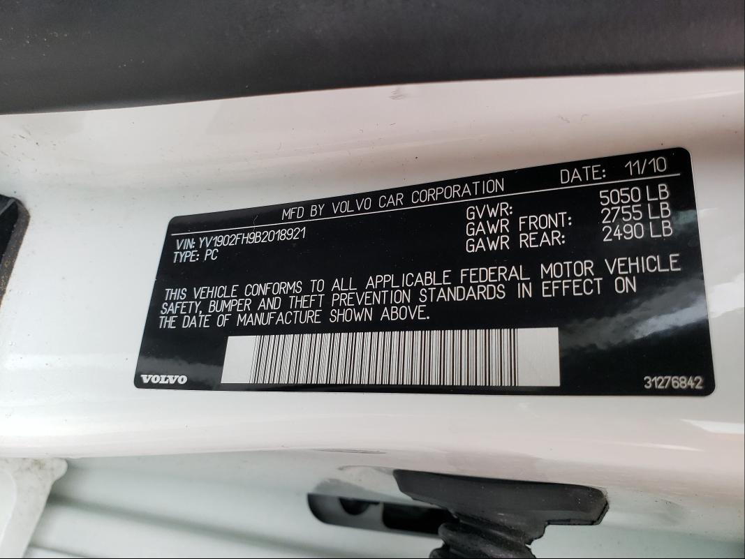 2011 VOLVO S60 T6 YV1902FH9B2018921