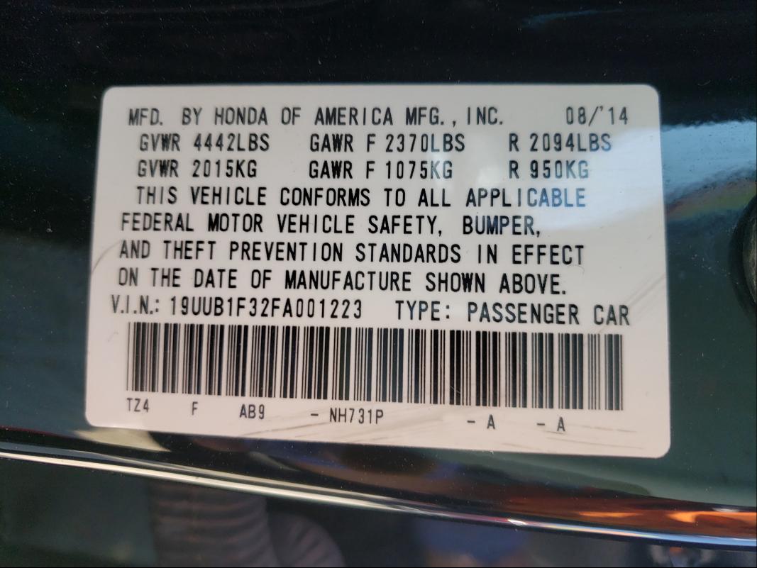 2015 ACURA TLX 19UUB1F32FA001223