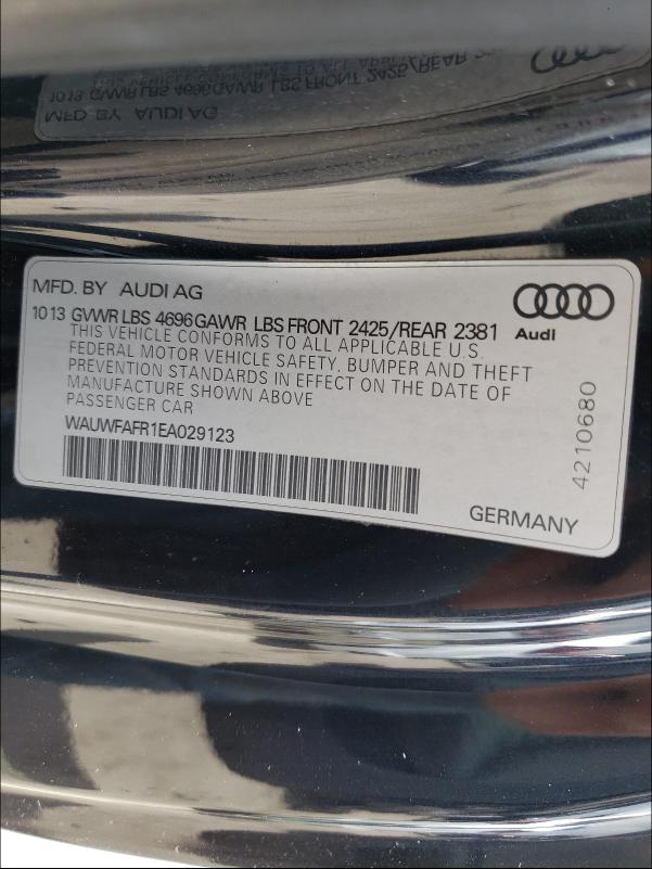 2014 AUDI A5 PRESTIG WAUWFAFR1EA029123