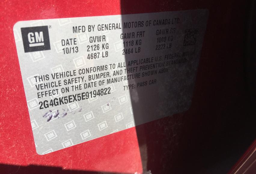 2014 BUICK REGAL 2G4GK5EX5E9194822