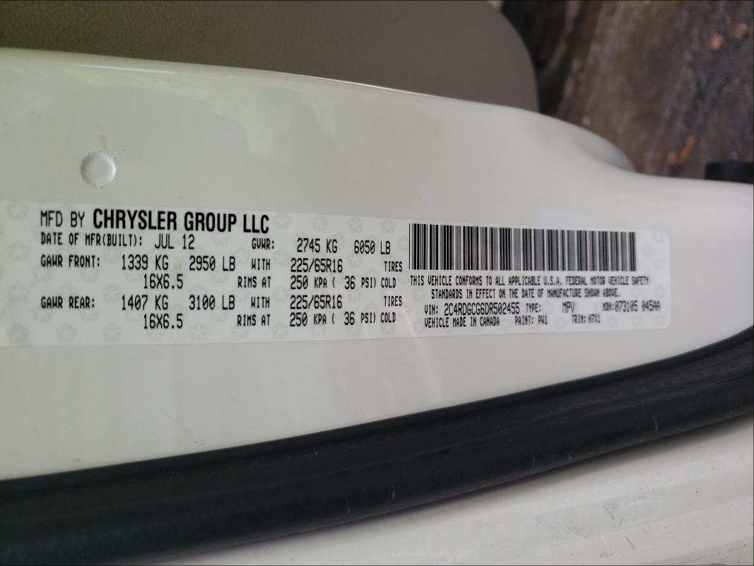 2C4RDGCG6DR502455 Dodge Grand Cara 2013. Фото: 9