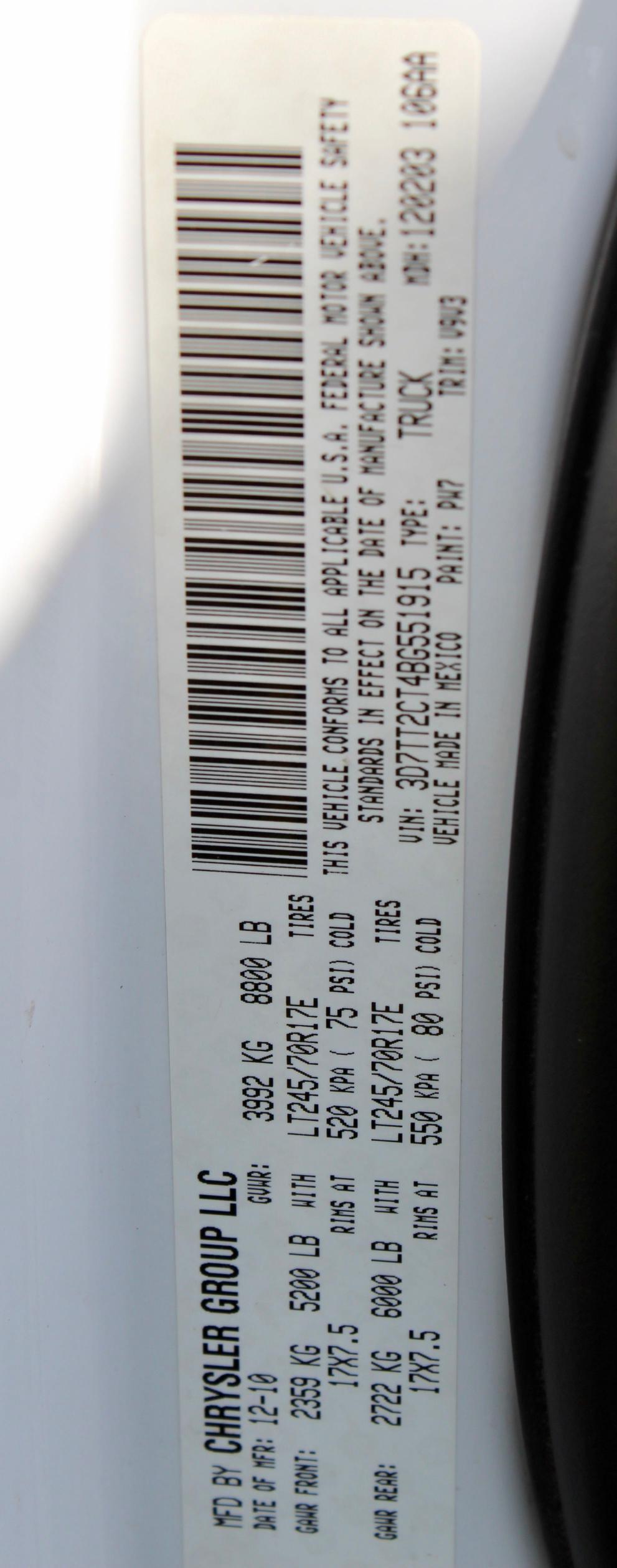 2011 DODGE RAM 2500 3D7TT2CT4BG551915