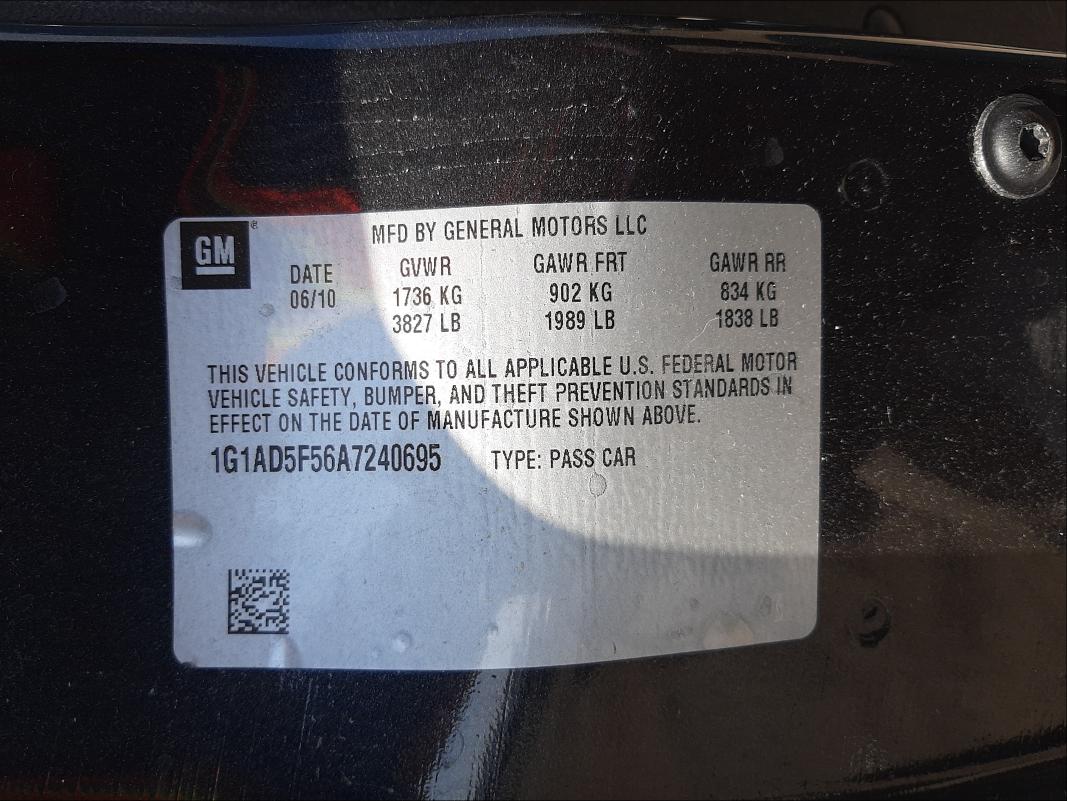 2010 CHEVROLET COBALT 1LT 1G1AD5F56A7240695