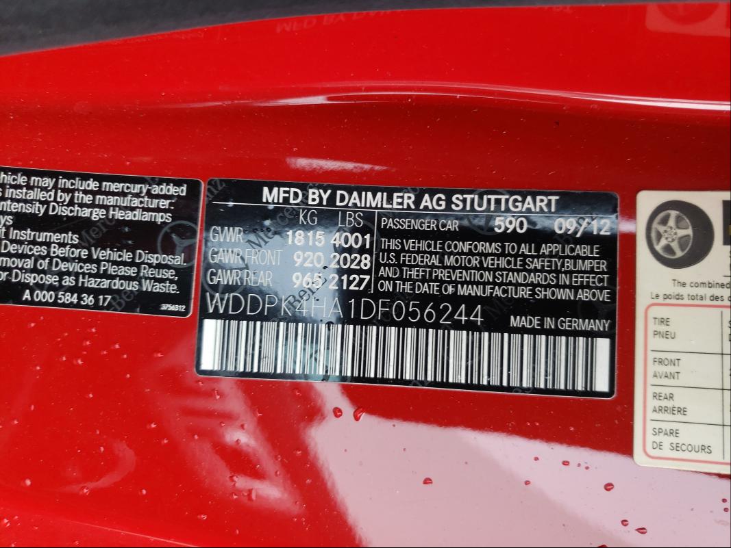 2013 MERCEDES-BENZ SLK 250 WDDPK4HA1DF056244