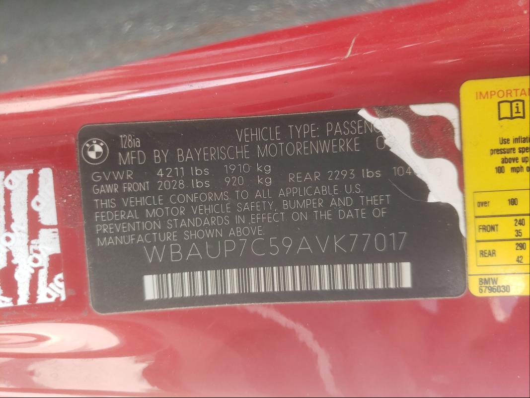 2010 BMW 128 I WBAUP7C59AVK77017