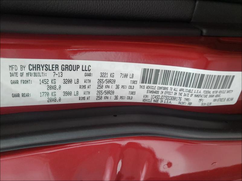 2013 DODGE DURANGO CR 1C4SDJDT5DC690176