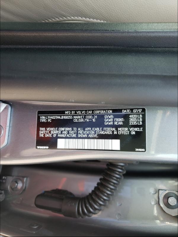 2018 VOLVO S60 PLATIN LYV402TM4JB168255