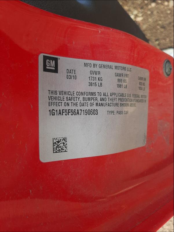 2010 CHEVROLET COBALT 2LT 1G1AF5F56A7190603
