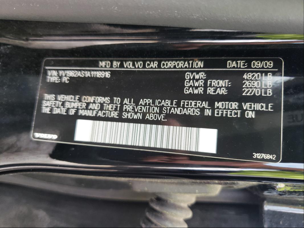 2010 VOLVO S80 3.2 YV1982AS1A1118916