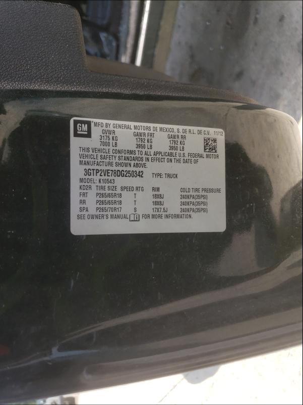 2013 GMC SIERRA 3GTP2VE78DG250342