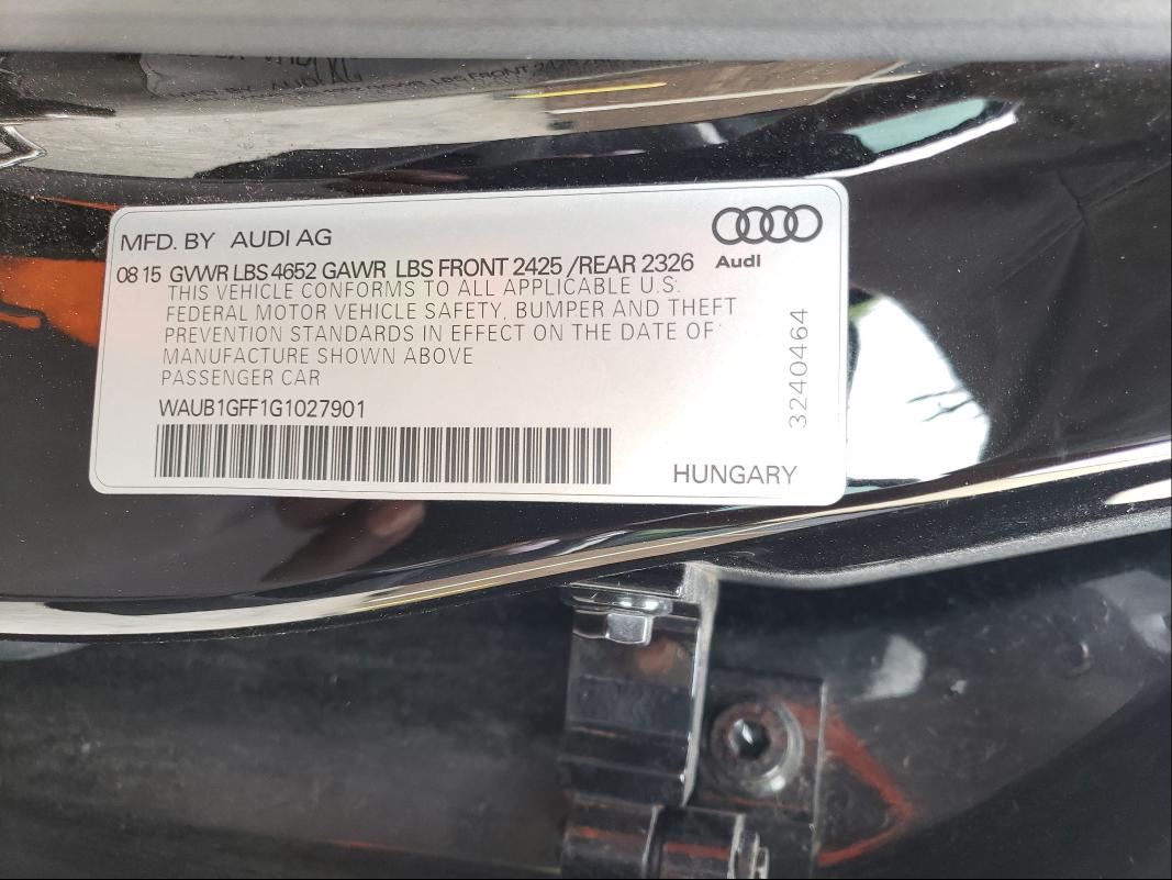 2016 AUDI S3 PREMIUM WAUB1GFF1G1027901