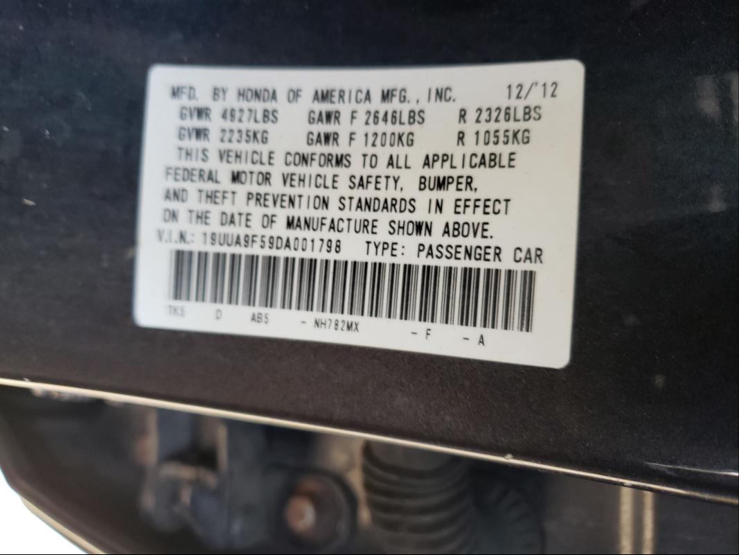 2013 ACURA TL TECH 19UUA9F59DA001798
