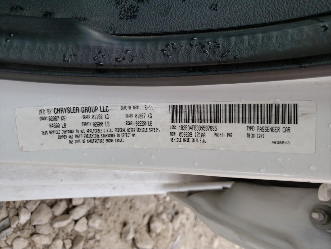 2011 DODGE AVENGER EX 1B3BD4FB3BN587895