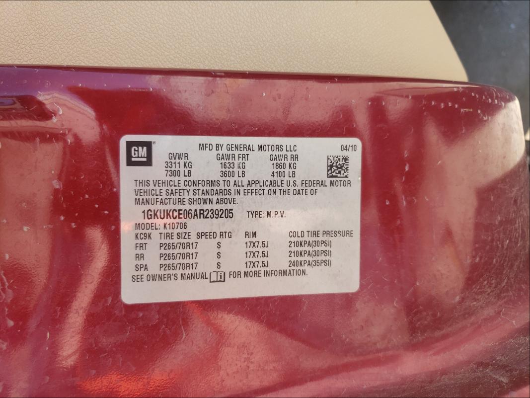 2010 GMC YUKON SLT 1GKUKCE06AR239205