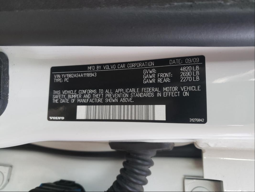 2010 VOLVO S80 3.2 YV1982AS4A1118943