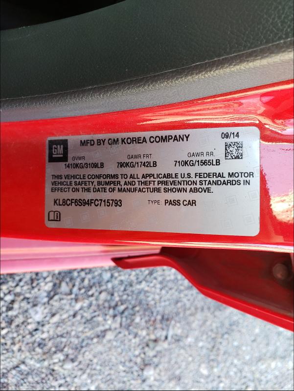 2015 CHEVROLET SPARK 2LT KL8CF6S94FC715793