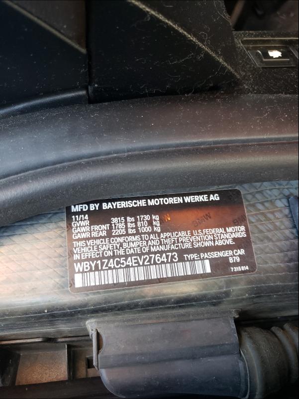 2014 BMW I3 REX WBY1Z4C54EV276473