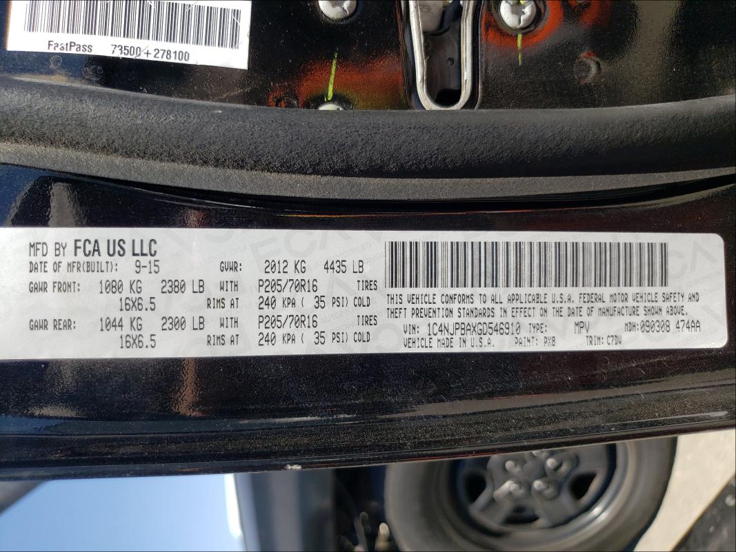 2016 JEEP PATRIOT 1C4NJPBAXGD546910