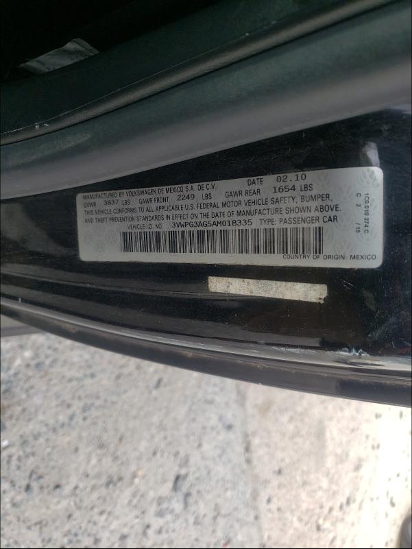 2010 VOLKSWAGEN NEW BEETLE 3VWPG3AG5AM018335