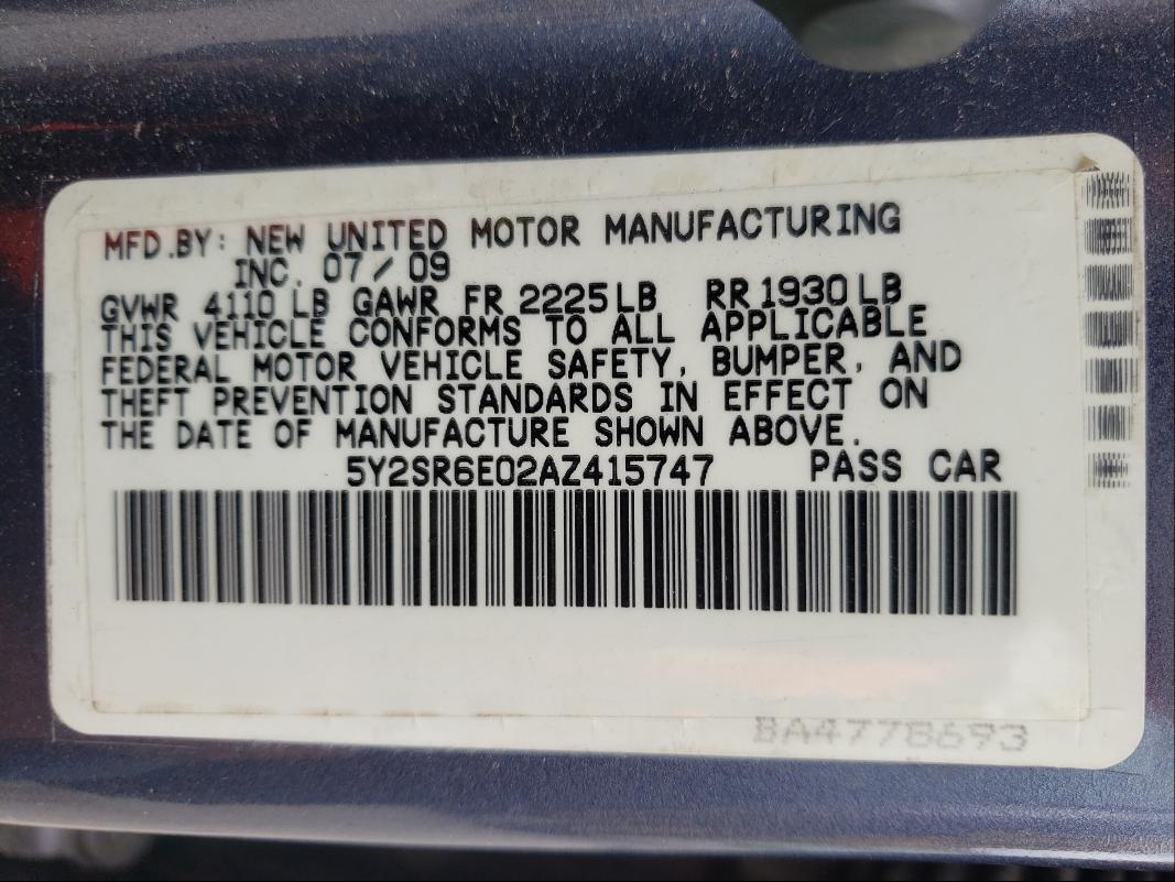 2010 PONTIAC VIBE GT 5Y2SR6E02AZ415747