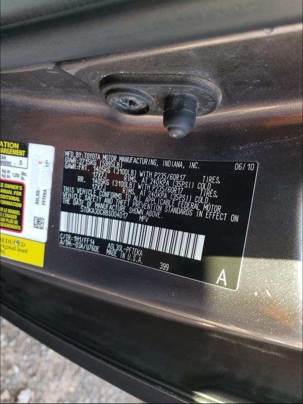 2011 TOYOTA SIENNA BAS 5TDKA3DC8BS004017