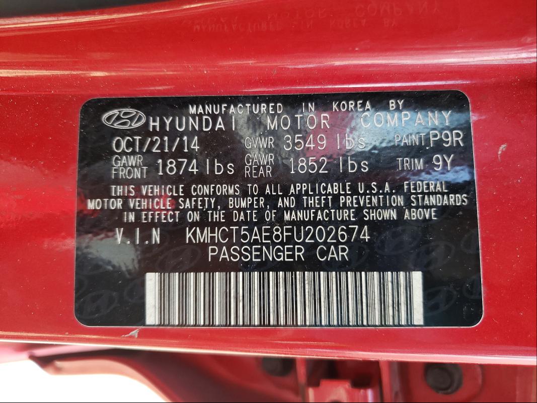 2015 HYUNDAI ACCENT GS KMHCT5AE8FU202674