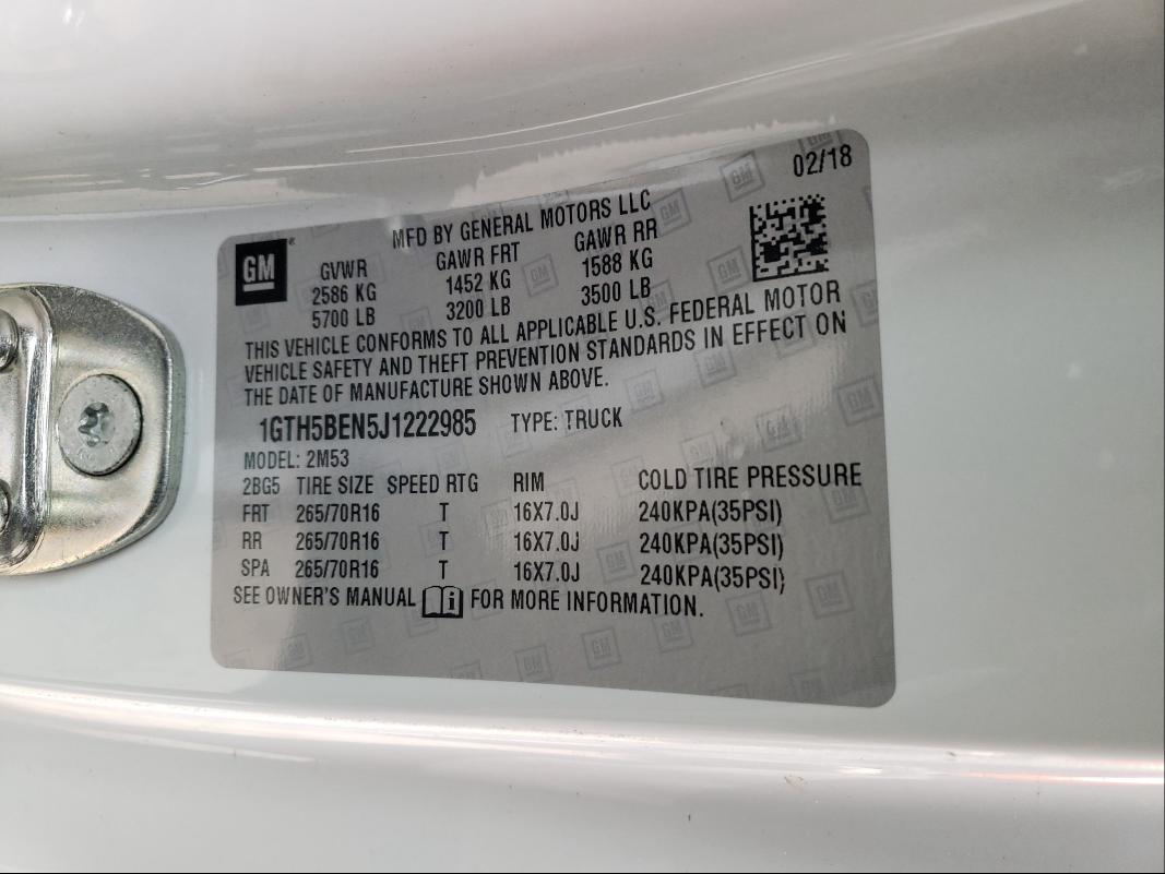 2018 GMC CANYON 1GTH5BEN5J1222985