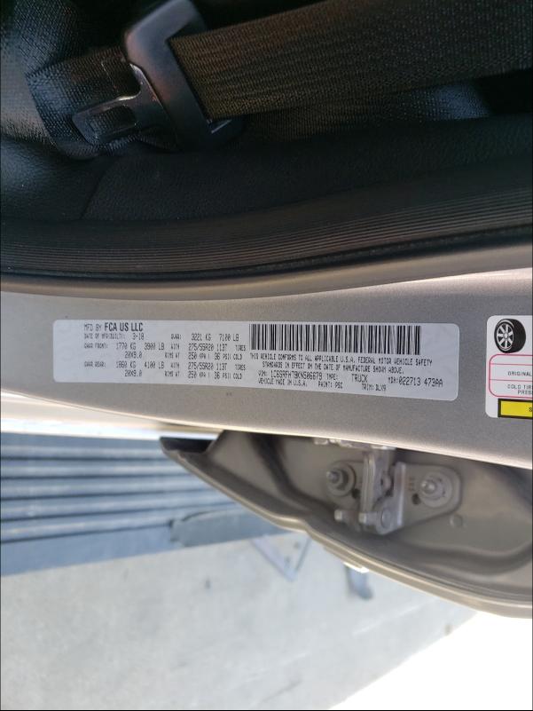 2019 RAM 1500 LIMIT 1C6SRFHT9KN506679