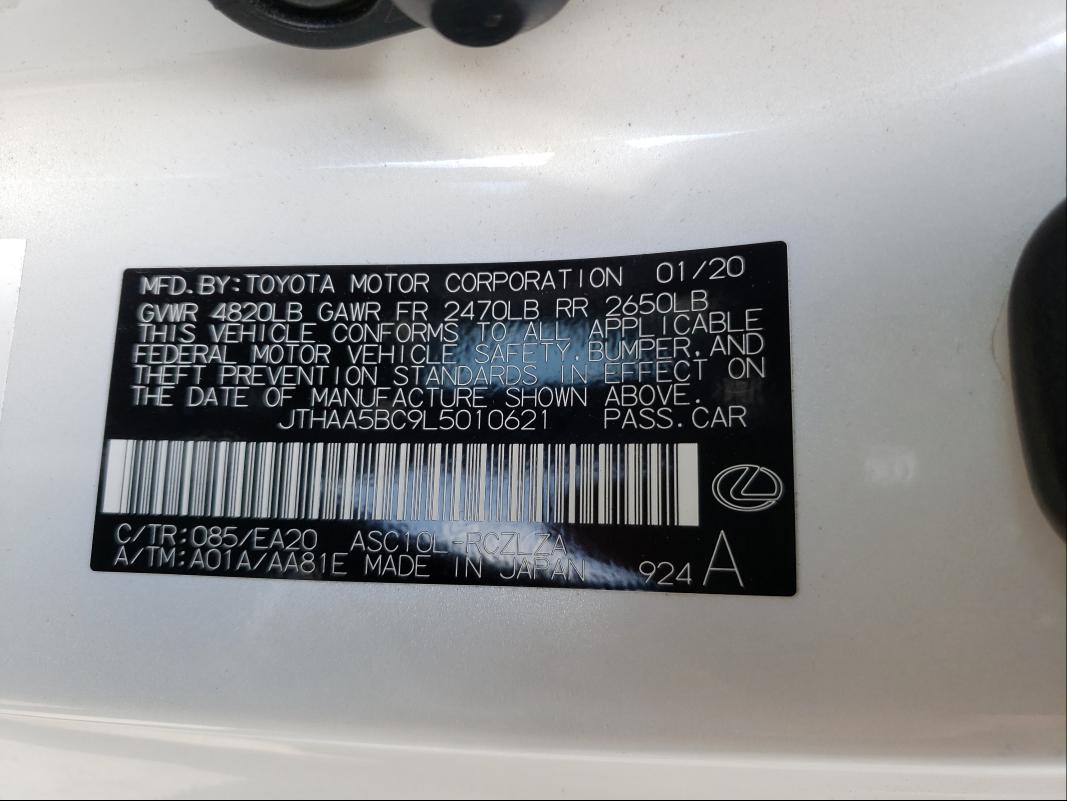 2020 LEXUS RC 300 BAS JTHAA5BC9L5010621