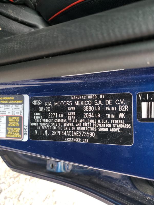 2021 KIA FORTE GT 3KPF44AC1ME273590