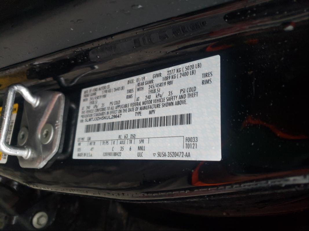 2019 LINCOLN MKC RESERV 5LMTJ3DH5KUL29647