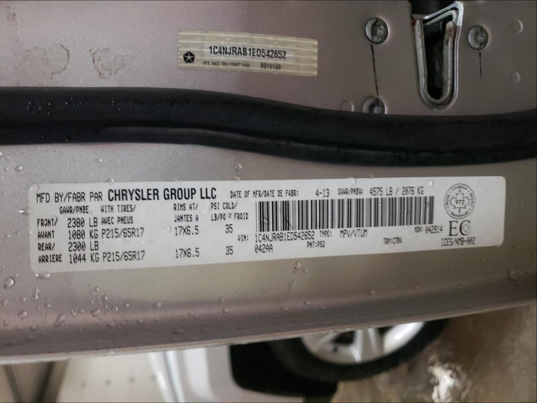 2014 JEEP PATRIOT 1C4NJRAB1ED542652