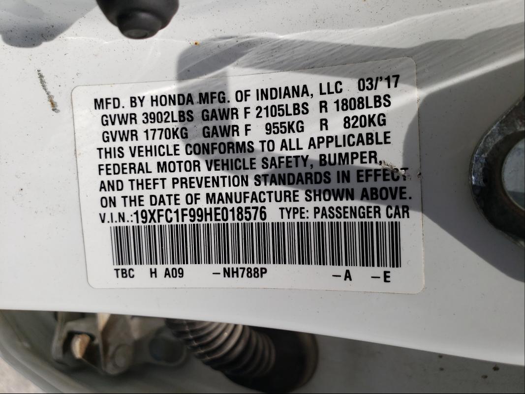 2017 HONDA CIVIC TOUR 19XFC1F99HE018576