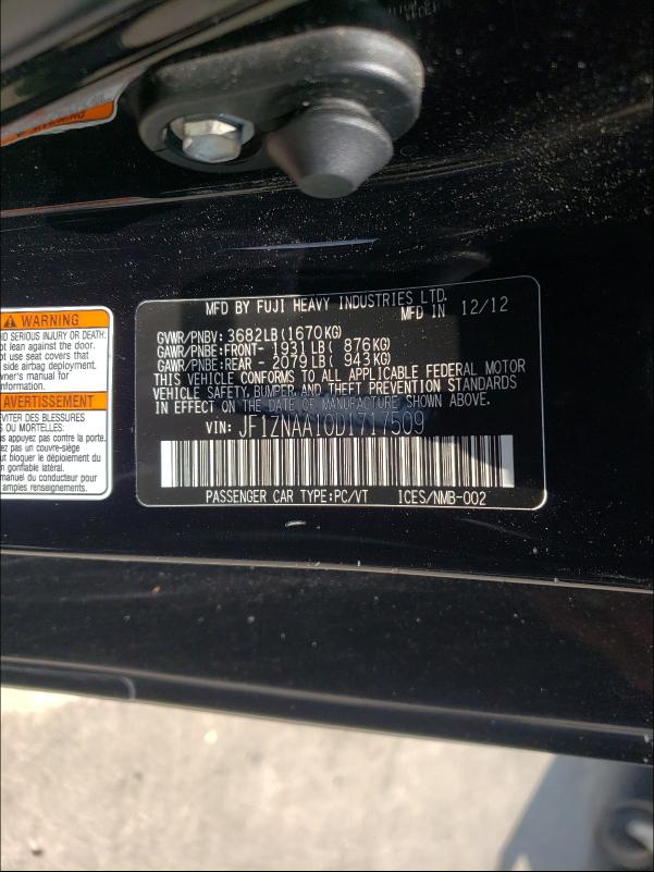 2013 TOYOTA FR-S JF1ZNAA10D1717509