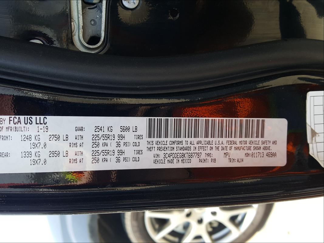 2019 DODGE JOURNEY GT 3C4PDDEG8KT687797