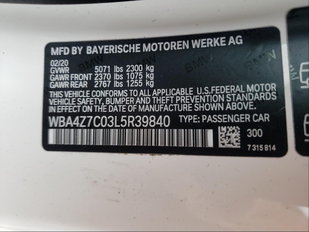 2020 BMW 440XI WBA4Z7C03L5R39840
