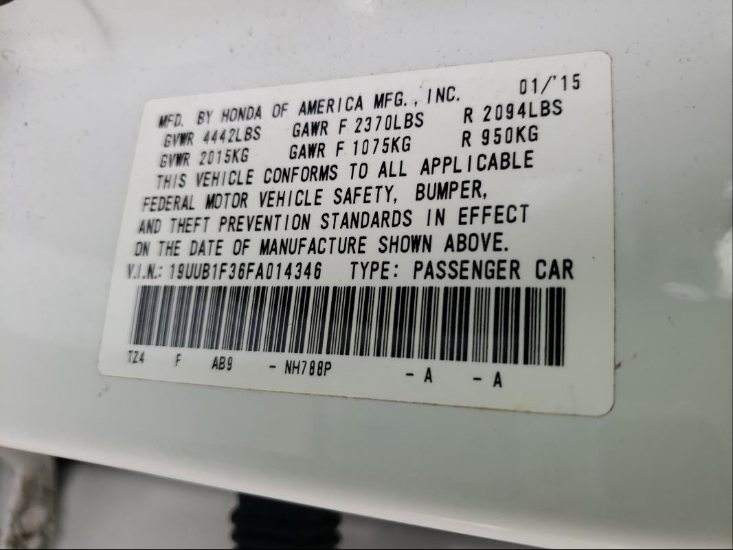2015 ACURA TLX 19UUB1F36FA014346