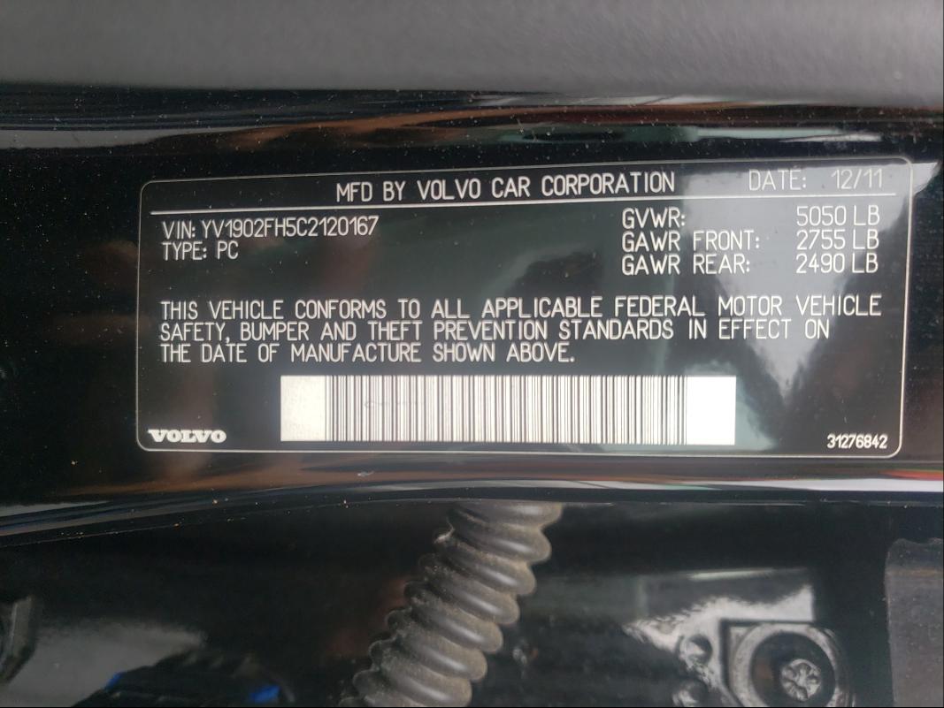 2012 VOLVO S60 T6 YV1902FH5C2120167