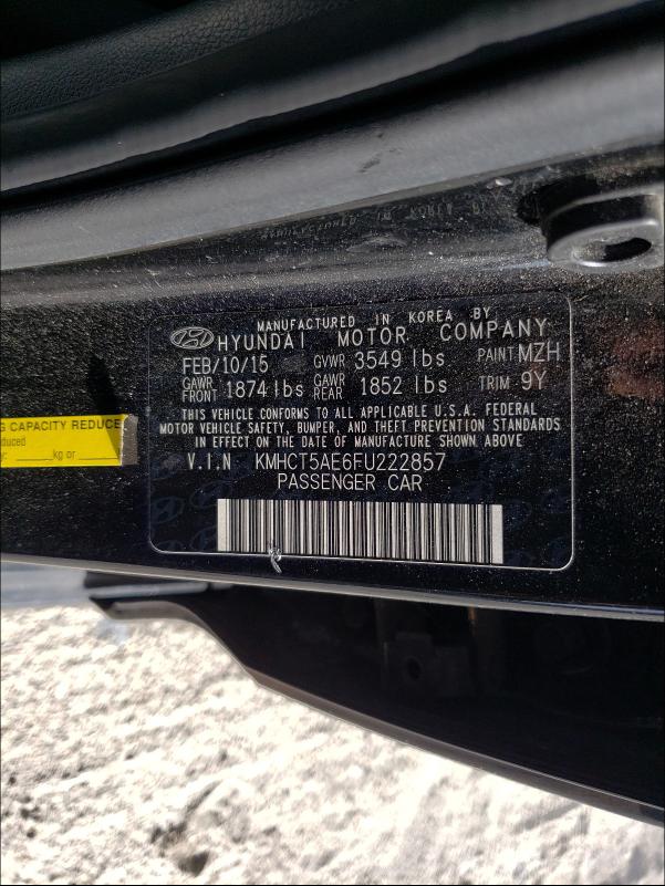 2015 HYUNDAI ACCENT GS KMHCT5AE6FU222857