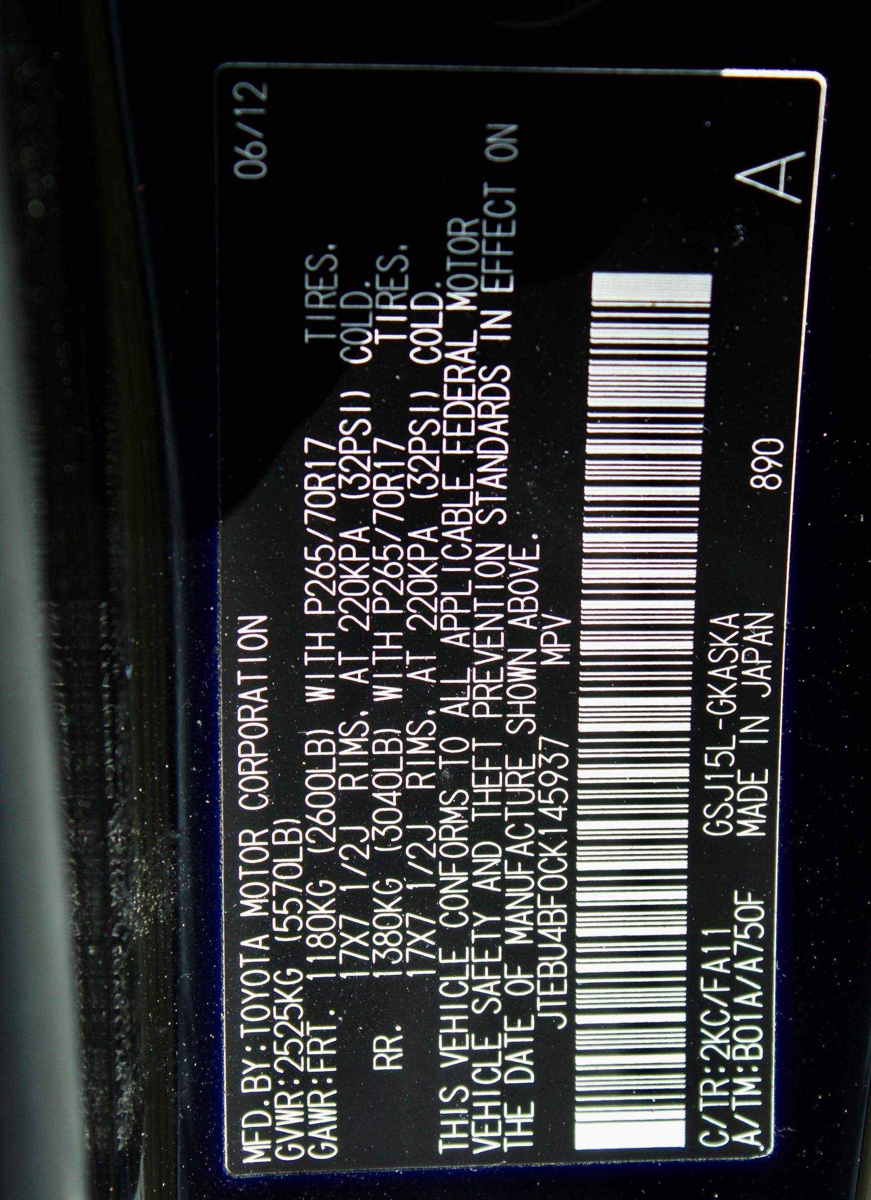 2012 TOYOTA FJ CRUISER JTEBU4BF0CK145937
