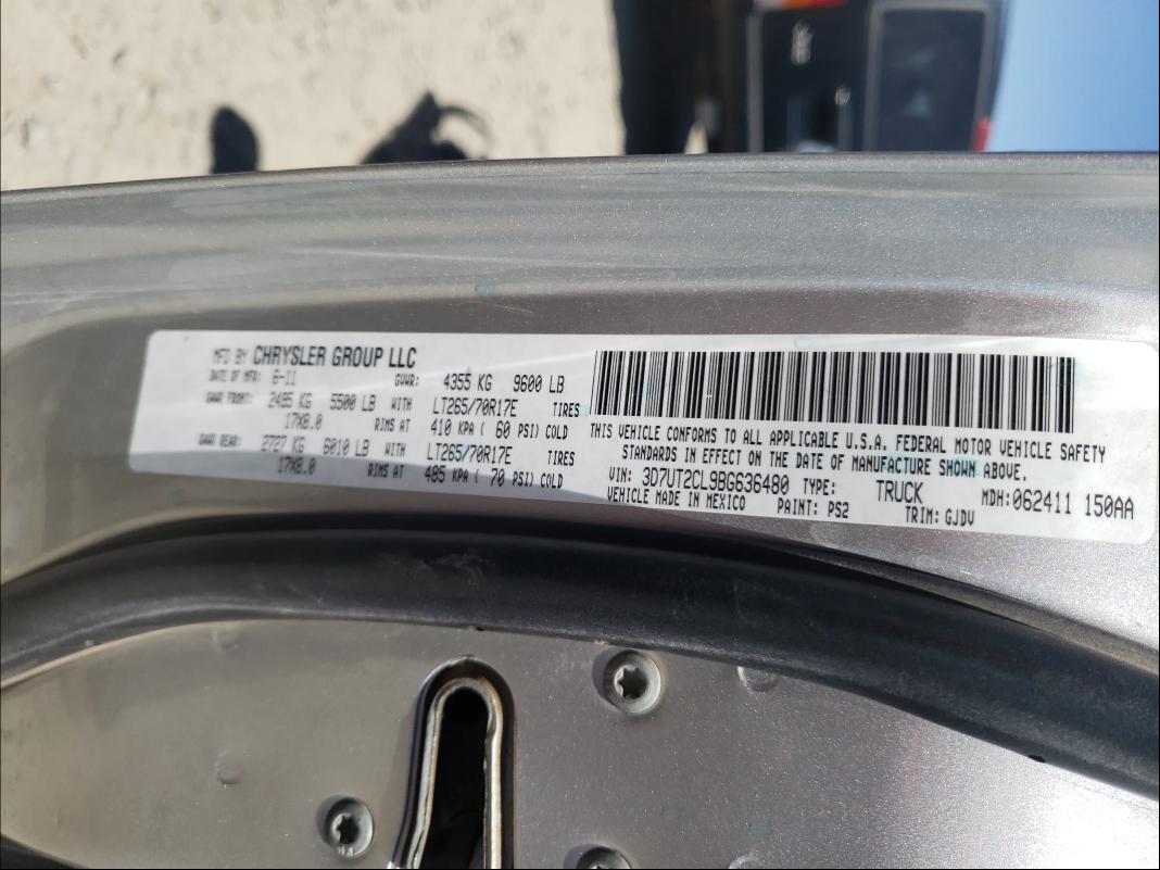 2011 DODGE RAM 2500 3D7UT2CL9BG636480