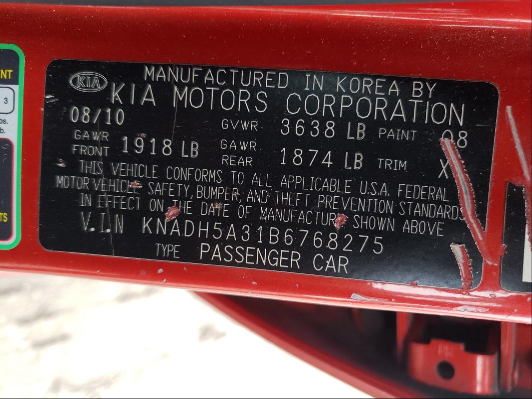 2011 KIA RIO BASE KNADH5A31B6768275