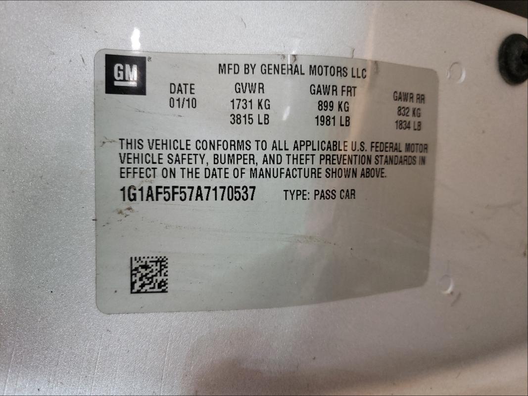 2010 CHEVROLET COBALT 2LT 1G1AF5F57A7170537