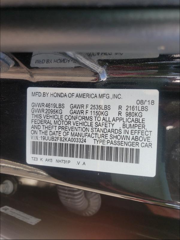 2019 ACURA TLX ADVANC 19UUB2F82KA003324