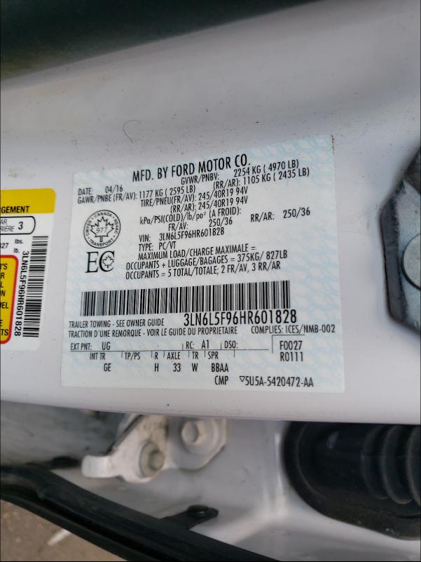 2017 LINCOLN MKZ RESERV 3LN6L5F96HR601828