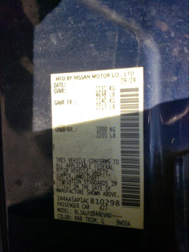 2010 NISSAN MAXIMA SE 1N4AA5AP1AC810298