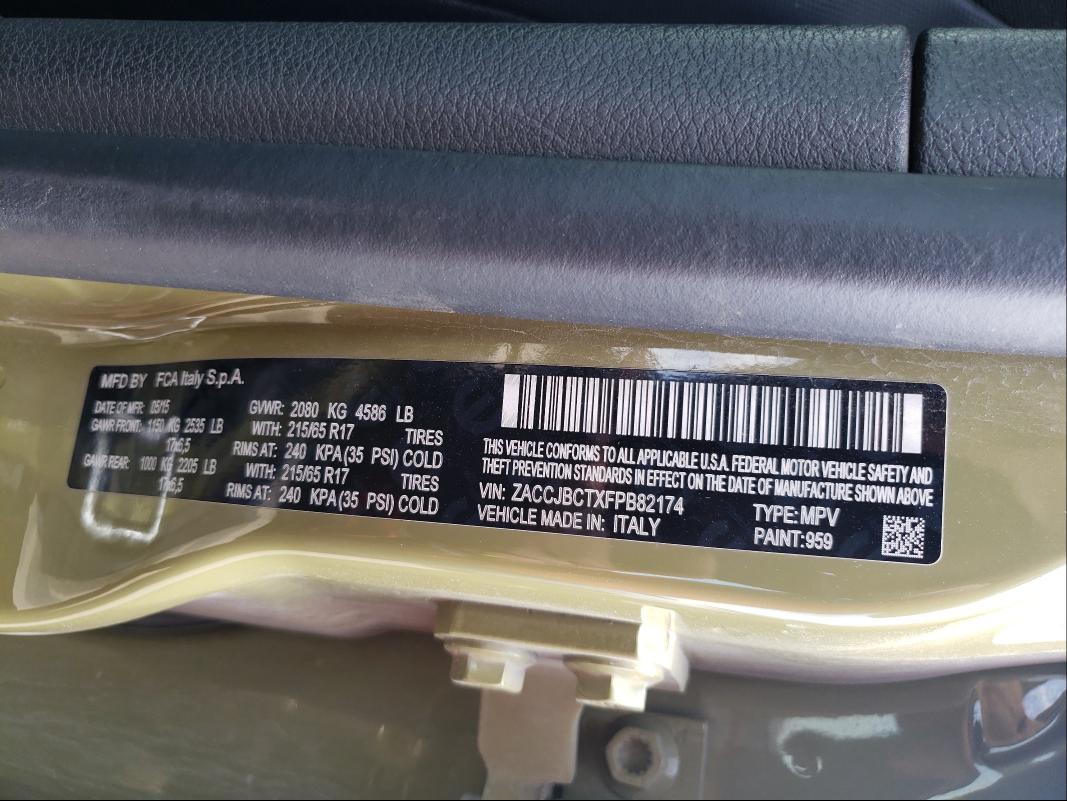 2015 JEEP RENEGADE T ZACCJBCTXFPB82174