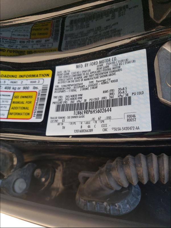 2017 LINCOLN CONTINENTA 1LN6L9RP6H5602644